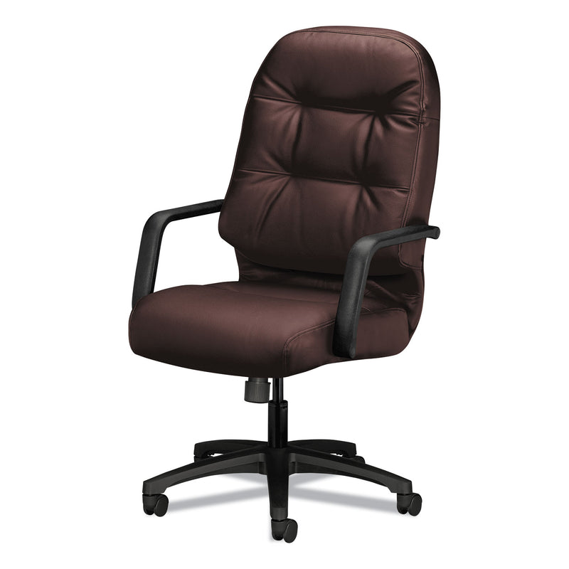 HON Pillow-Soft 2090 Series Executive High-Back Swivel/Tilt Chair, Supports 300 lb, 16.75" to 21.25" Seat, Burgundy, Black Base
