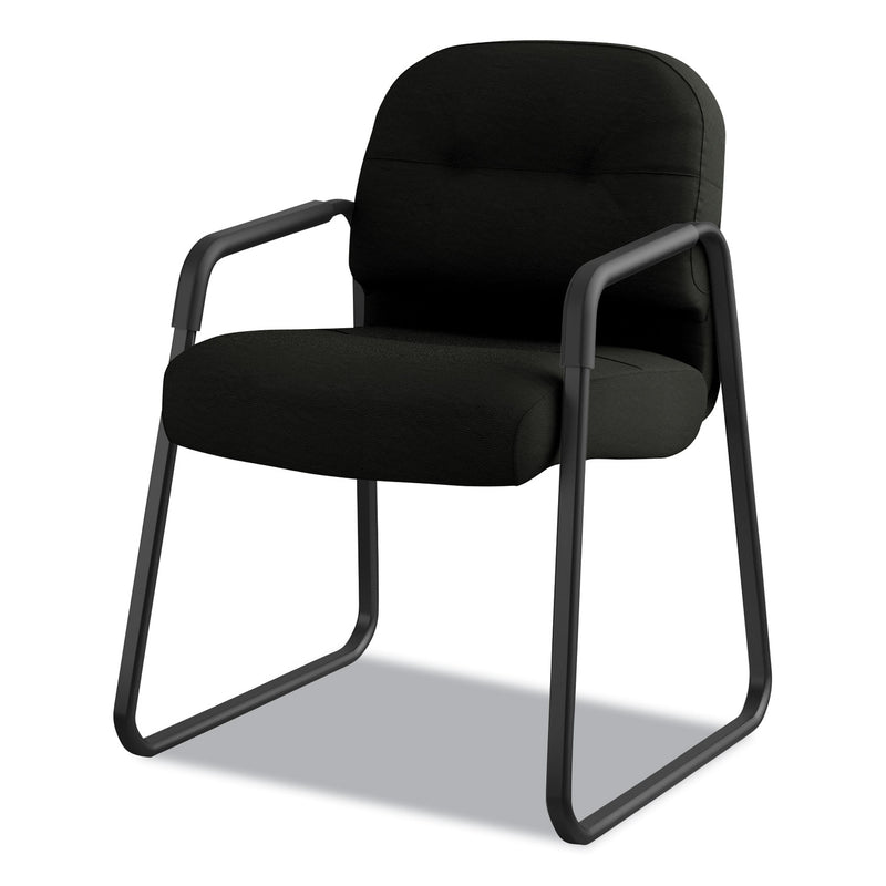 HON Pillow-Soft 2090 Series Guest Arm Chair, Leather, 31.25" x 35.75" x 36", Black