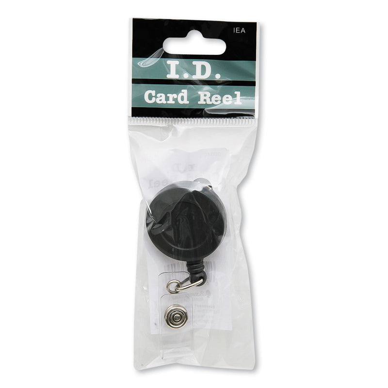 SICURIX Swivel-Style Spring-Clip ID Card Reel, 30" Extension, Black