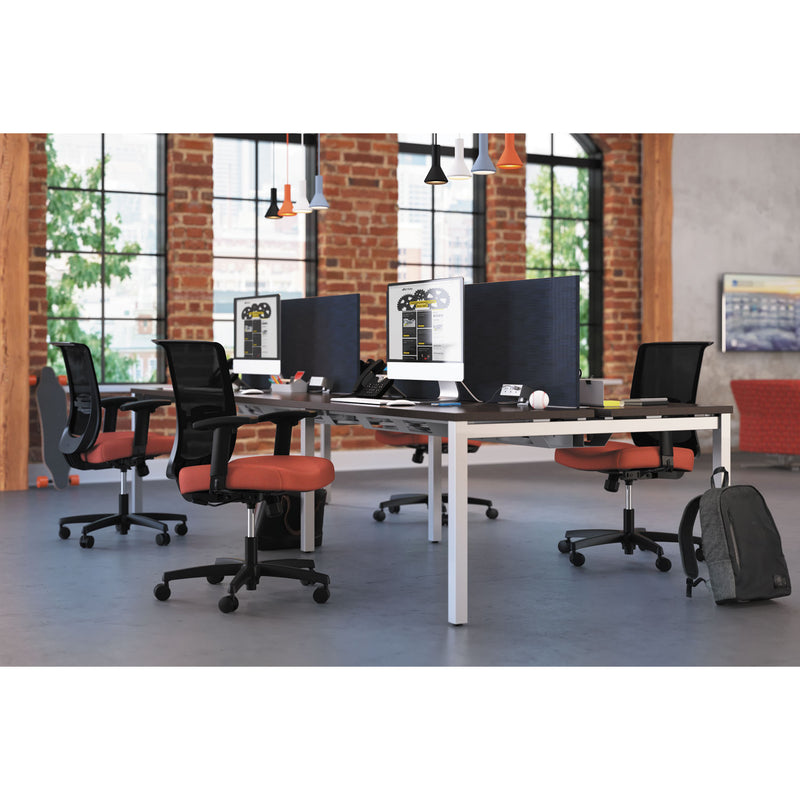 HON Convergence Mid-Back Task Chair, Synchro-Tilt and Seat Glide, Supports Up to 275 lb, Red Seat, Black Back/Base