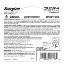 Energizer 2032 Lithium Coin Battery, 3 V, 4/Pack