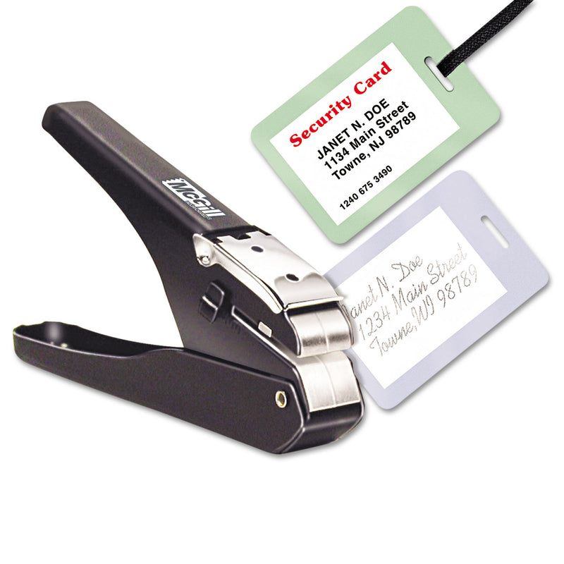 McGill Handheld Badge/Slot Punch, 9/16" x 1/8" Horizontal Slot, Black/Chrome