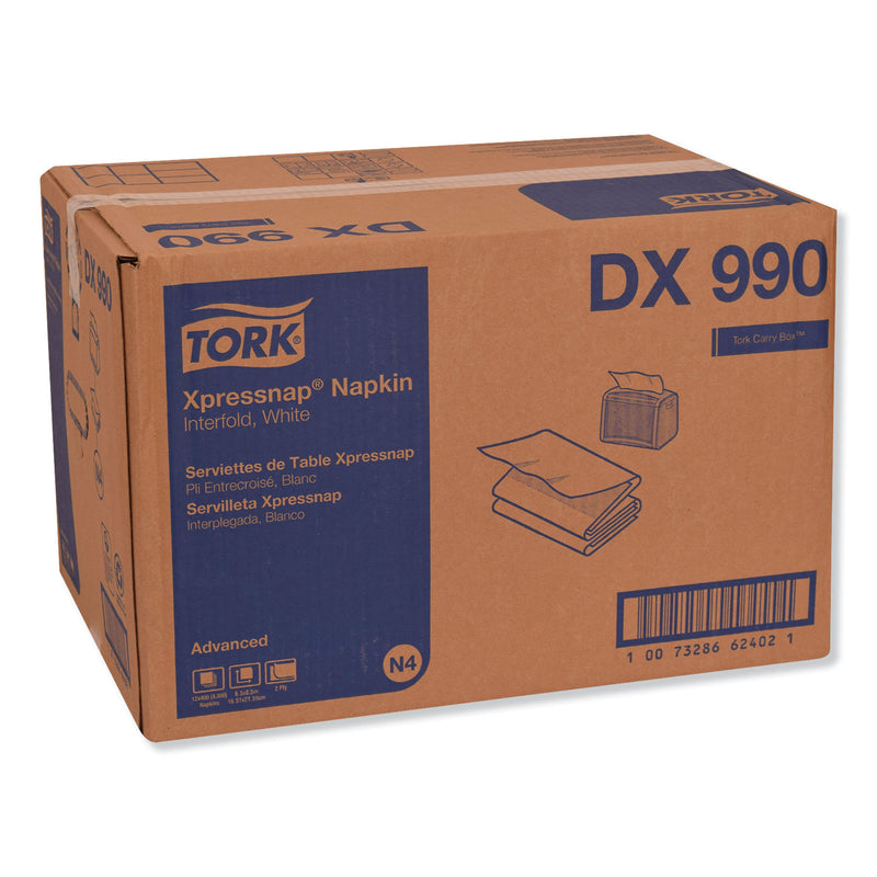 Tork Xpressnap Interfold Dispenser Napkins, 2-Ply, 6.5" x 8.5", White, 6000/Carton