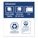 Tork Advanced Dinner Napkins, 2-Ply, 15" x 16.25", White, 375/Pack, 8 Packs/Carton