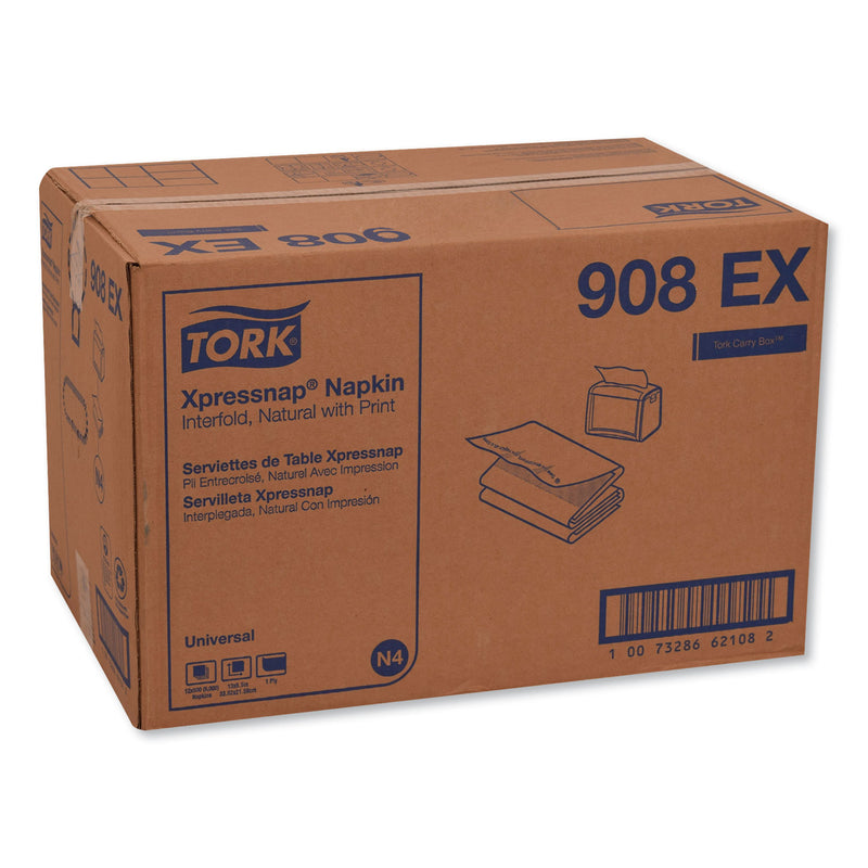 Tork Xpressnap Interfold Dispenser Napkins, 1-Ply, 13 x 8.5, Natural, 500/Pack, 12 Packs/Carton