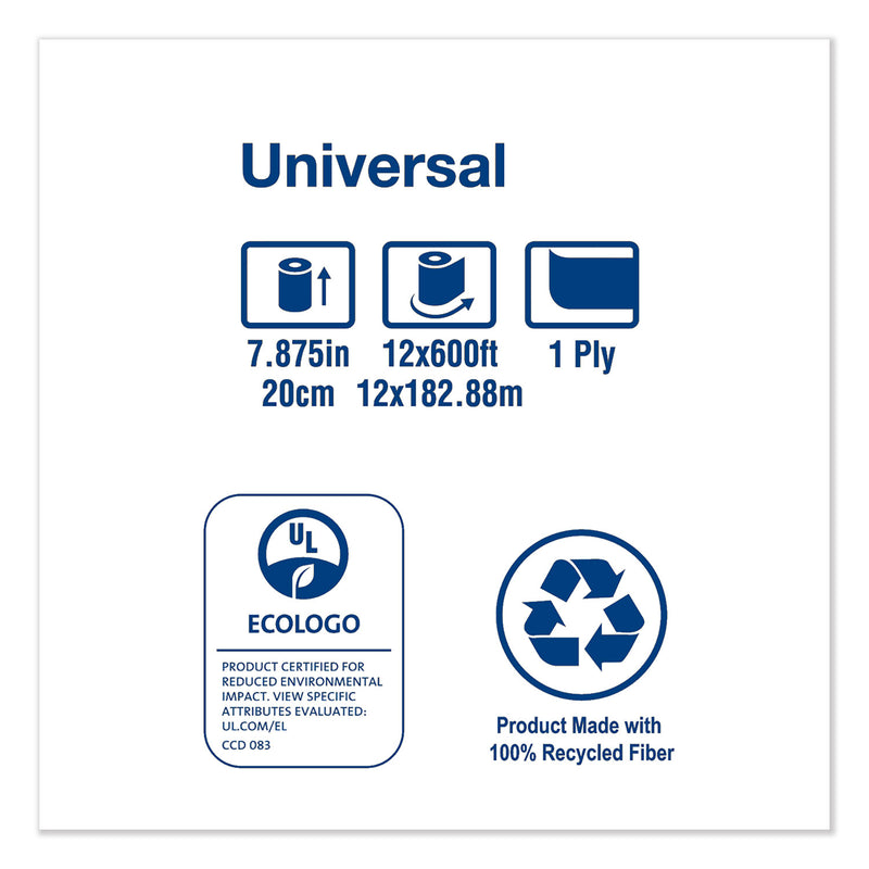 Tork Universal Hardwound Roll Towel, 1-Ply, 7.88" x 600 ft, Natural, 12/Carton