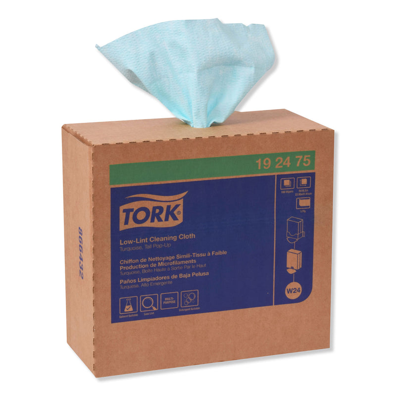 Tork Low-Lint Cleaning Cloth, 9 x 16.5, Turquoise, 100/Box, 8 Boxes/Carton
