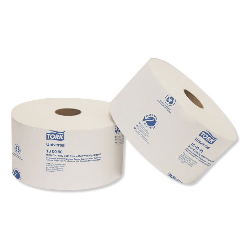 Tork Universal High Capacity Bath Tissue w/OptiCore, Septic Safe, 2-Ply, White, 2,000/Roll, 12/Carton
