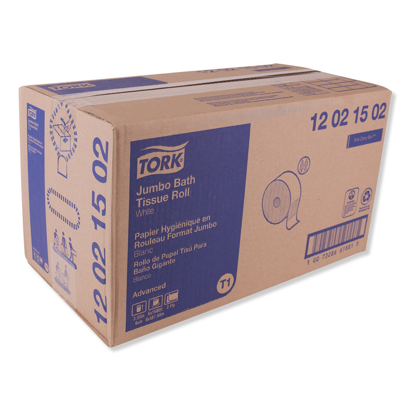 Tork Advanced Jumbo Bath Tissue, Septic Safe, 2-Ply, White, 3.48" x 1,600 ft, 6 Rolls/Carton