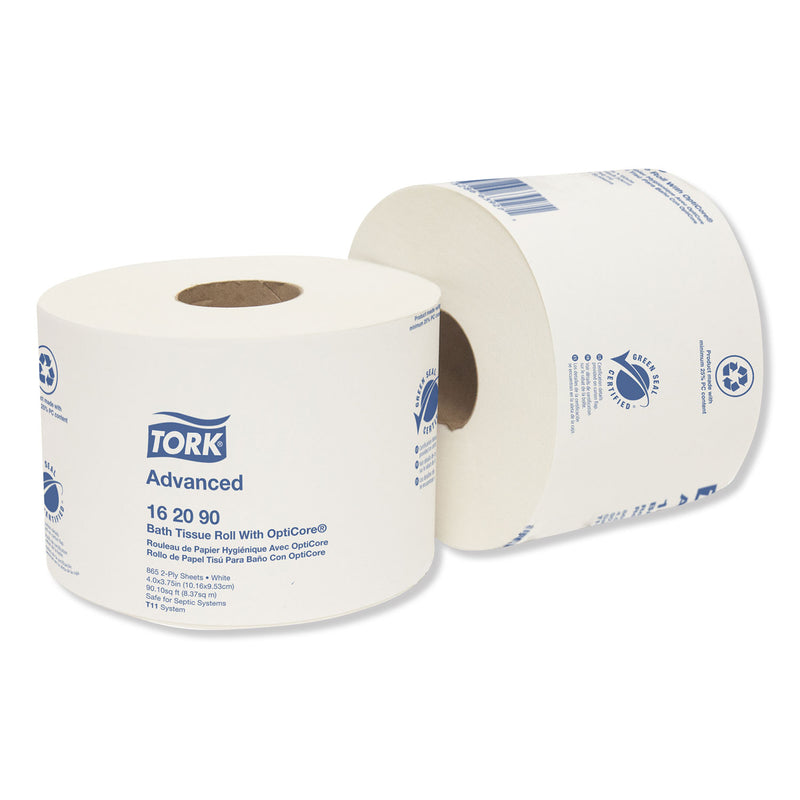 Tork Advanced Bath Tissue Roll with OptiCore, Septic Safe, 2-Ply, White, 865 Sheets/Roll, 36/Carton