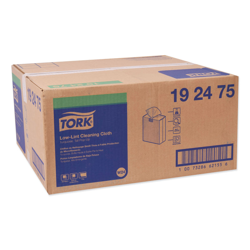 Tork Low-Lint Cleaning Cloth, 9 x 16.5, Turquoise, 100/Box, 8 Boxes/Carton