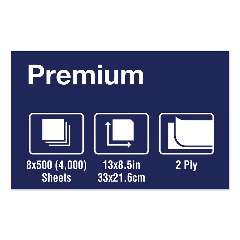 Tork Premium Xpressnap Interfold Dispenser Napkins, 2-Ply,13x8.5, White,500/PK,8PK/CT