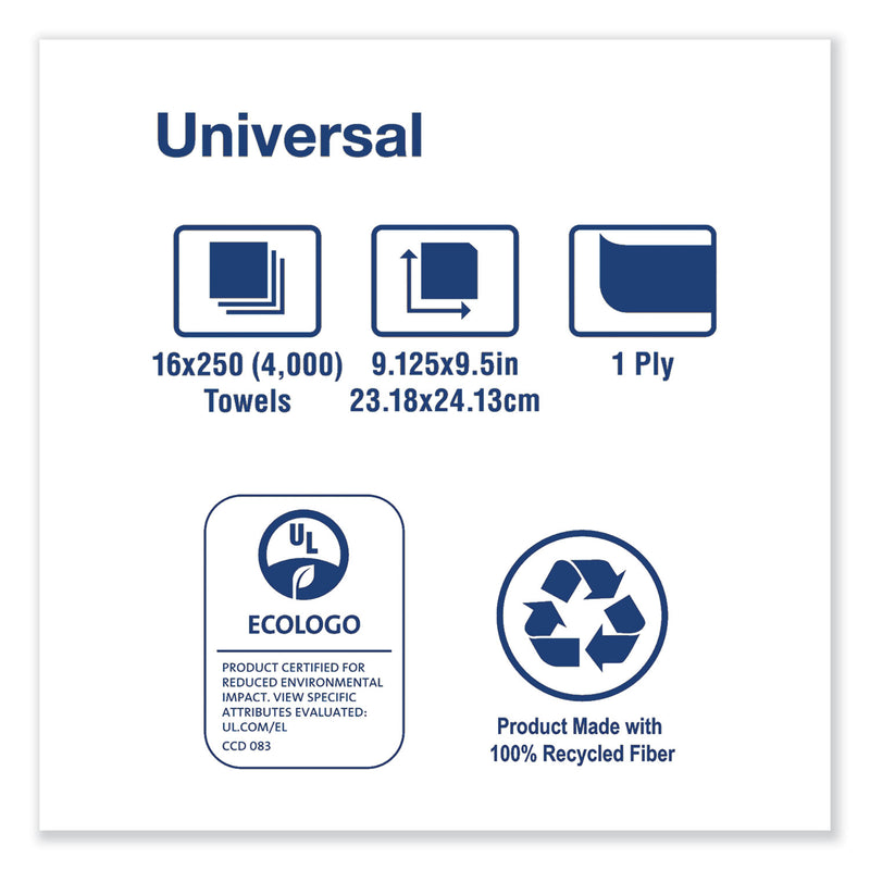 Tork Universal Multifold Hand Towel, 9.13 x 9.5, Natural, 250/Pack, 16 Packs/Carton