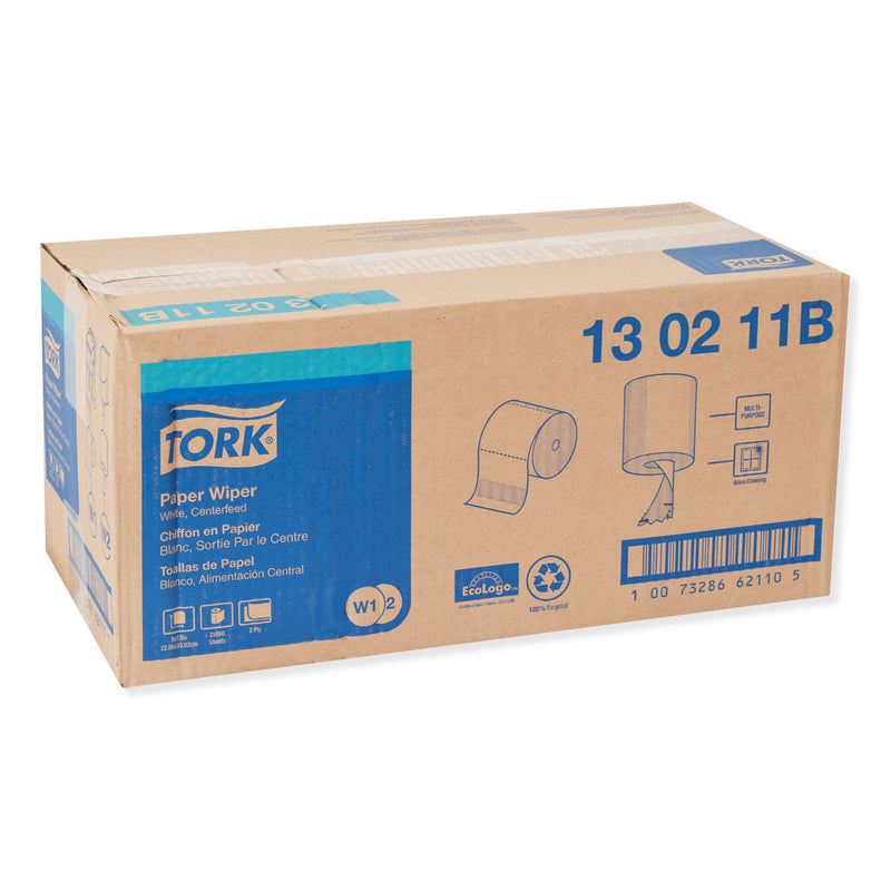 Tork Paper Wiper, Centerfeed, 2-Ply, 9 x 13, White, 800/Roll, 2 Rolls/Carton