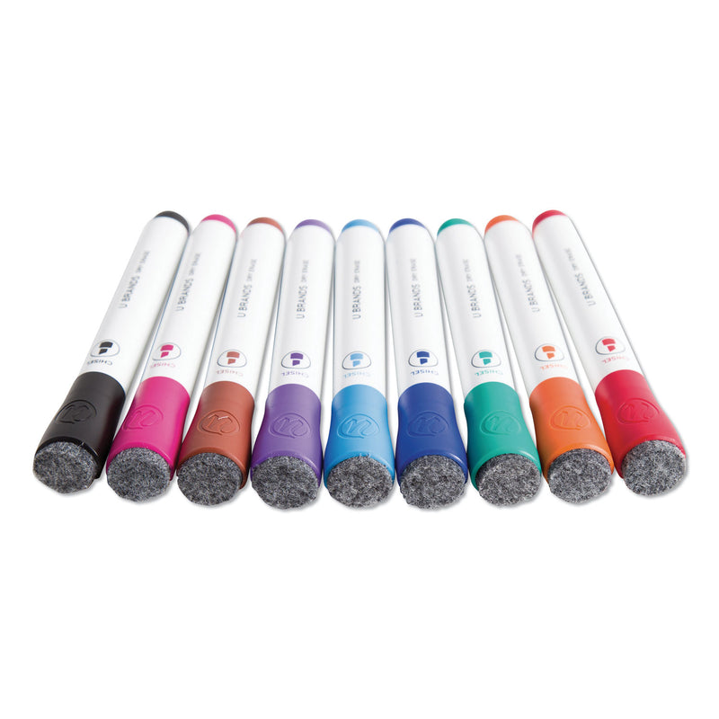 U Brands Chisel Tip Low-Odor Dry-Erase Markers with Erasers, Broad Chisel Tip, Assorted Colors, 24/Pack