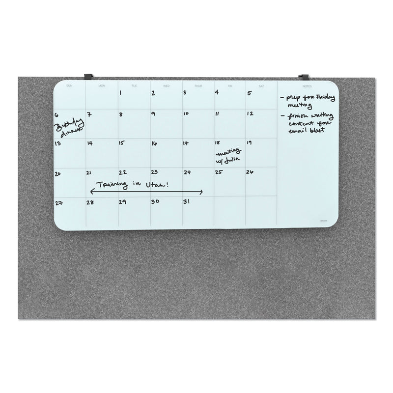 U Brands Cubicle Glass Dry Erase Undated Four Week Calendar Board, 23 x 12, White