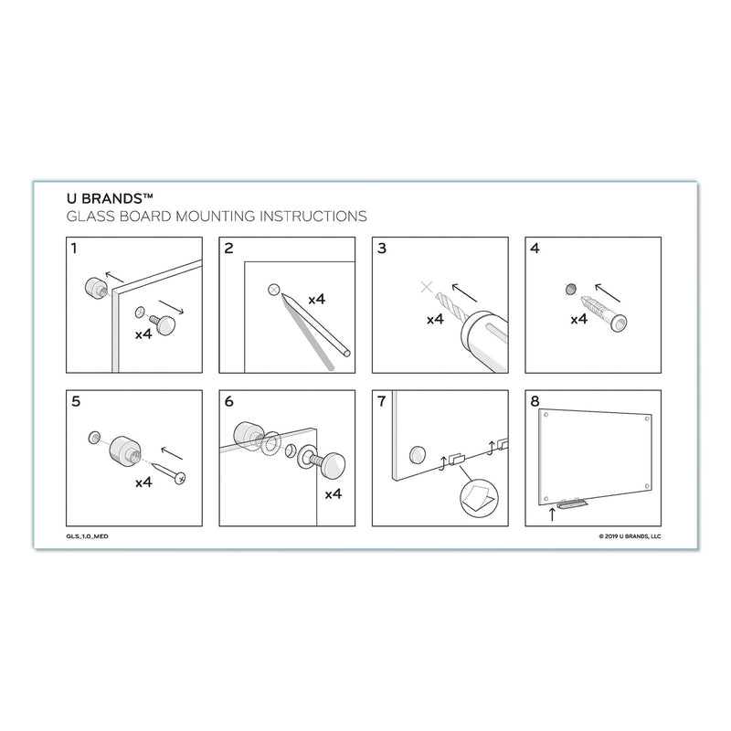 U Brands Magnetic Glass Dry Erase Board Value Pack, 72 x 48, White