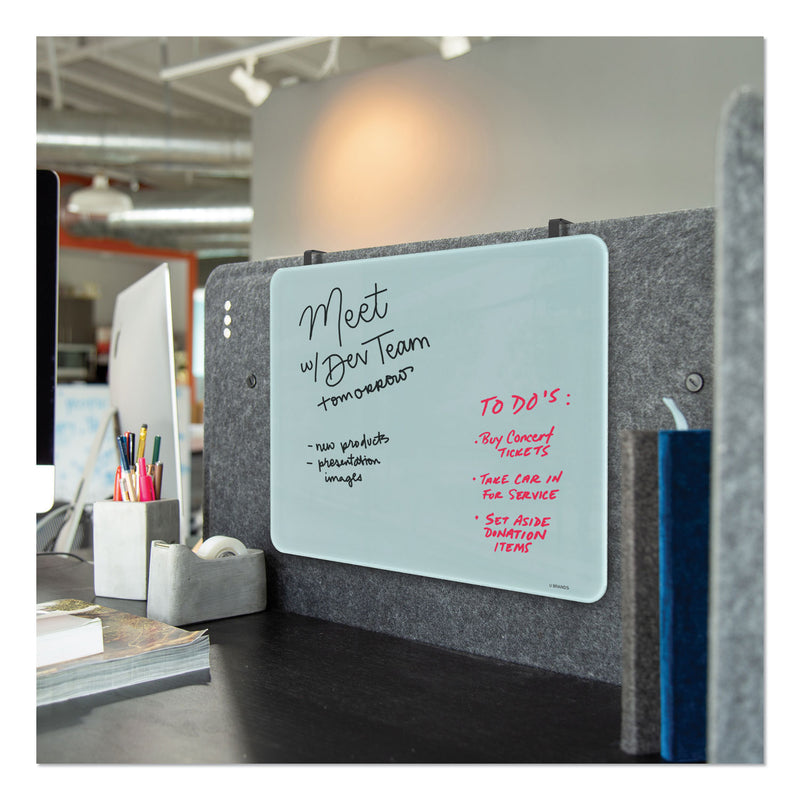 U Brands Cubicle Glass Dry Erase Board, 20 x 16, White