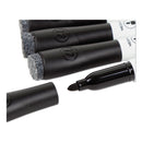 U Brands Medium Point Low-Odor Dry-Erase Markers with Erasers, Medium Bullet Tip, Black, Dozen
