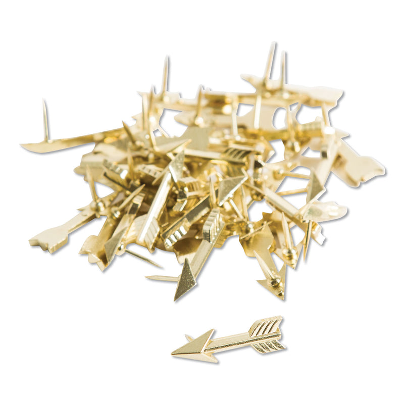 U Brands Fashion Push Pins, Steel, Gold, 0.38", 36/Pack