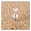 U Brands Standard Push Pins, Plastic, Clear, 0.44", 200/Pack