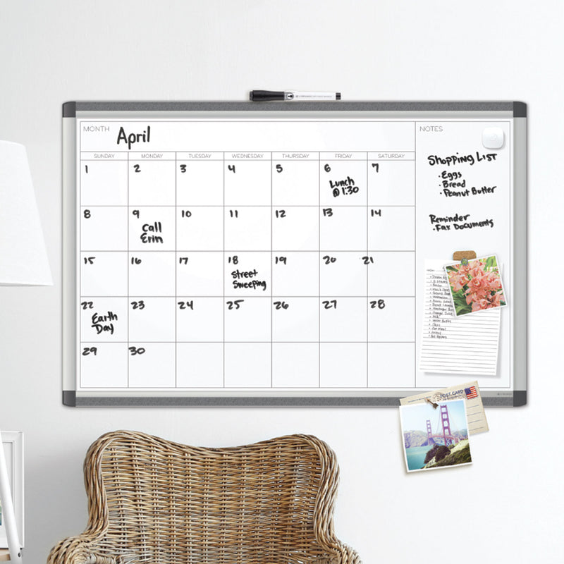 U Brands PINIT Magnetic Dry Erase Undated One Month Calendar, 36 x 24, White