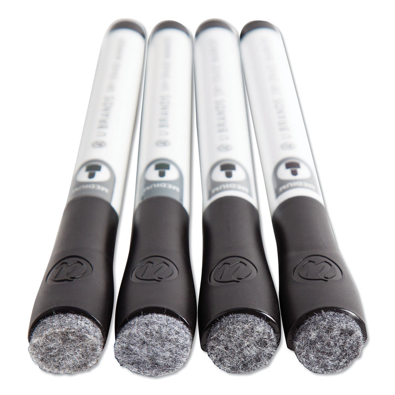 U Brands Medium Point Low-Odor Dry-Erase Markers with Erasers, Medium Bullet Tip, Black, Dozen