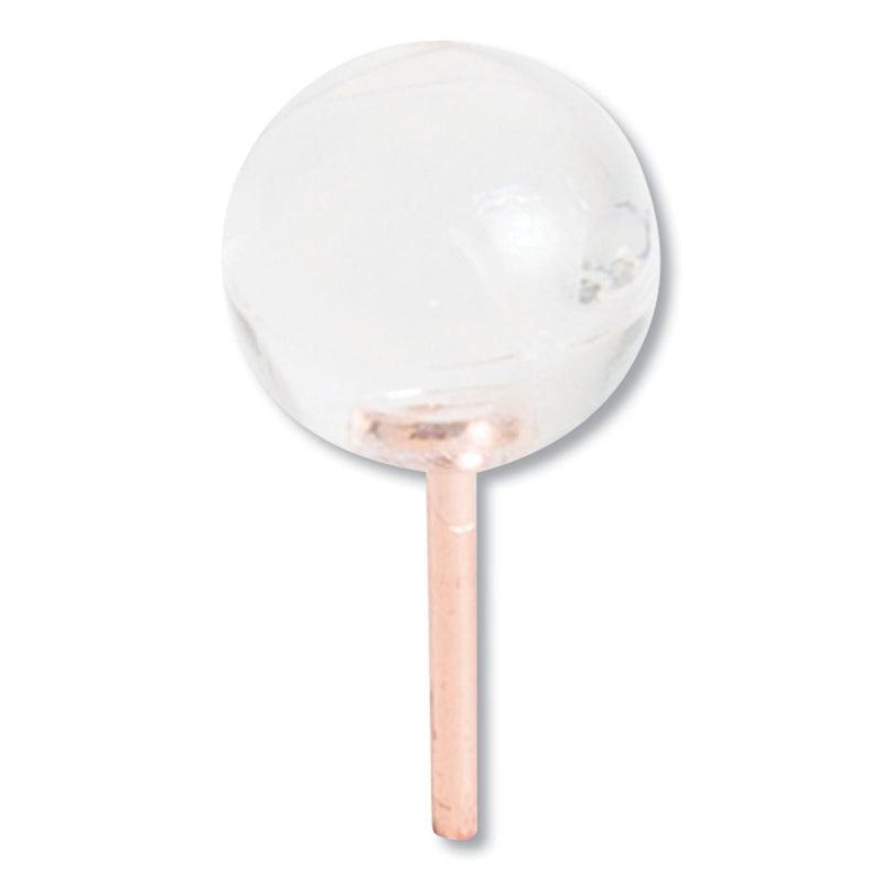 U Brands Fashion Sphere Push Pins, Plastic, Clear/Rose Gold, 0.44", 100/Pack