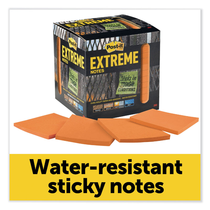 Post-it Water-Resistant Self-Stick Notes, 3" x 3", Orange, 45 Sheets/Pad, 12 Pads/Pack