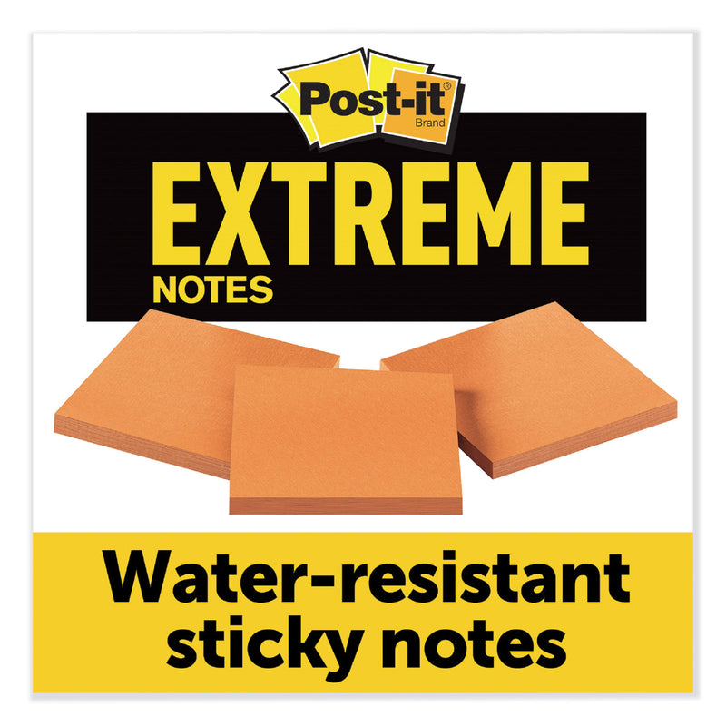 Post-it Water-Resistant Self-Stick Notes, 3" x 3", Orange, 45 Sheets/Pad, 3 Pads/Pack