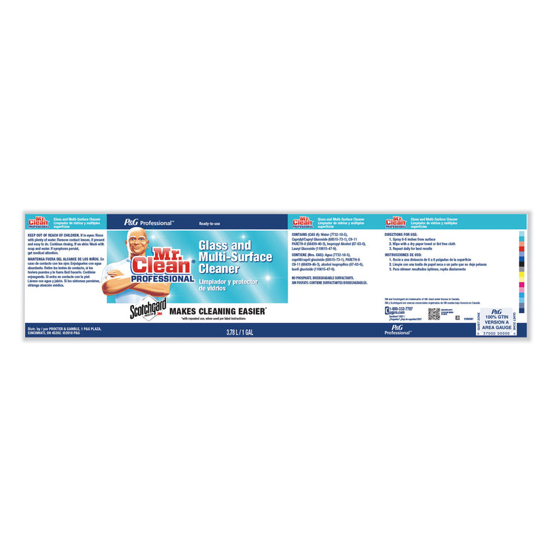 Mr. Clean Glass and Multi-Surface Cleaner with Scotchgard Protector, Apple, 1 Gal, Ready-To-Use, 2/Carton