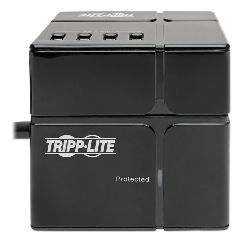 Tripp Lite Power Cube Surge Protector, 3 AC Outlets/6 USB-A Ports, 6 ft Cord, 540 J, Black
