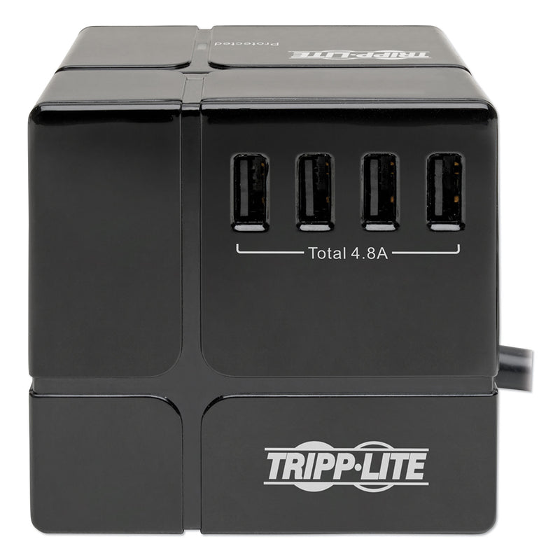 Tripp Lite Power Cube Surge Protector, 3 AC Outlets/6 USB-A Ports, 6 ft Cord, 540 J, Black