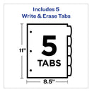 Avery Write and Erase Big Tab Durable Plastic Dividers, 3-Hole Punched, 5-Tab, 11 x 8.5, Assorted, 1 Set