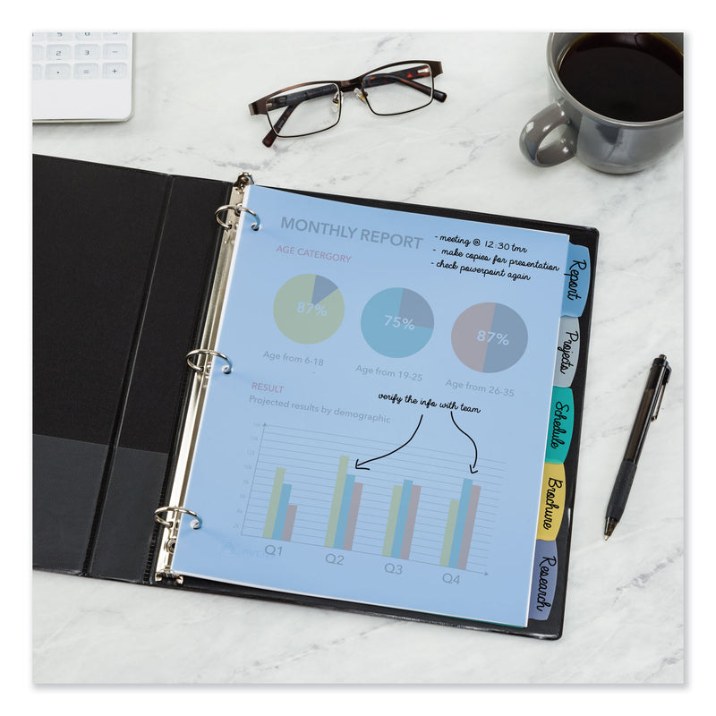 Avery Write and Erase Big Tab Durable Plastic Dividers, 3-Hole Punched, 5-Tab, 11 x 8.5, Assorted, 1 Set
