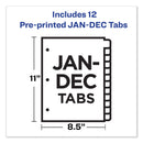 Avery Durable Preprinted Plastic Tab Dividers, 12-Tab, Jan. to Dec., 11 x 8.5, Assorted, 1 Set