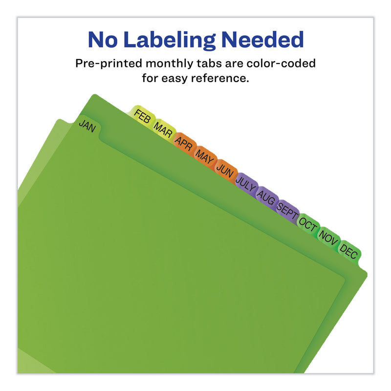 Avery Durable Preprinted Plastic Tab Dividers, 12-Tab, Jan. to Dec., 11 x 8.5, Assorted, 1 Set