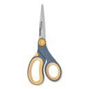 Westcott Non-Stick Titanium Bonded Scissors, 8" Long, 3.25" Cut Length, Gray/Yellow Straight Handle