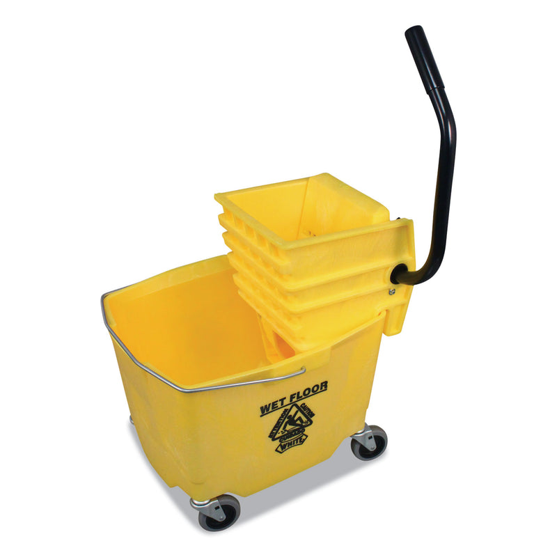 Impact Side-Press Squeeze Wringer/Plastic Bucket Combo, 12 to 32 oz, Yellow
