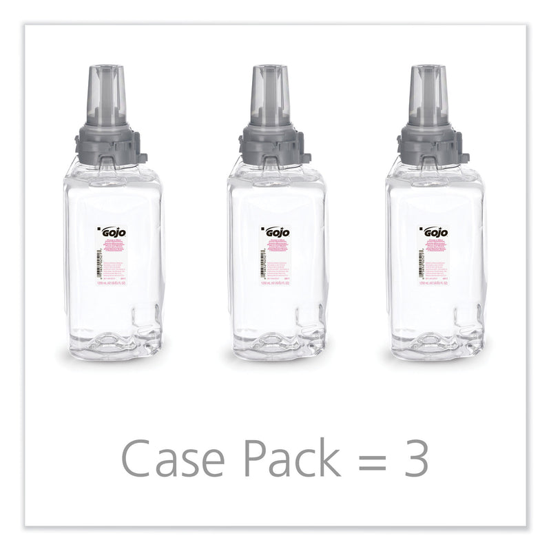 GOJO Clear and Mild Foam Handwash Refill, For ADX-12 Dispenser, Fragrance-Free, 1,250 mL Refill, 3/Carton