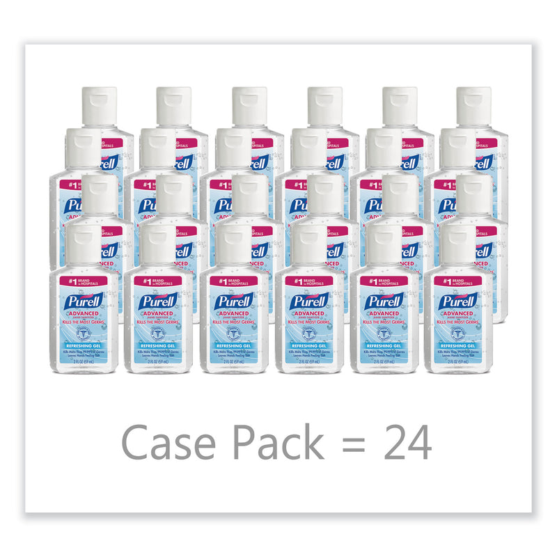PURELL Advanced Refreshing Gel Hand Sanitizer, 2 oz, Flip-Cap Bottle, Clean Scent, 24/Carton