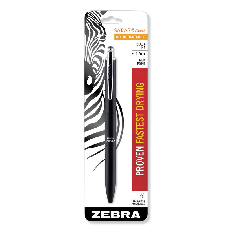Zebra Sarasa Grand Gel Pen, Retractable, Medium 0.7 mm, Black Ink, Black Barrel
