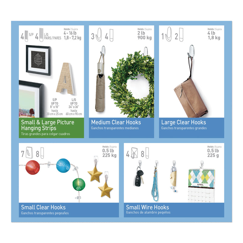 Command Clear Hooks and Strips, Plastic, Asst, 16 Picture Strips/15 Hooks/22 Strips/PK