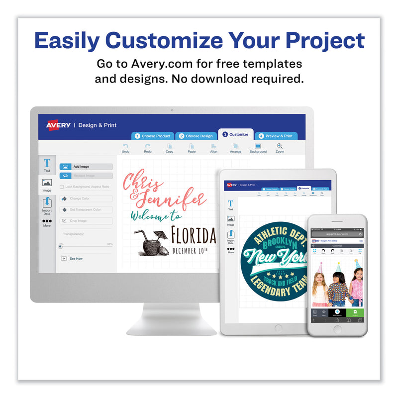 Avery Fabric Transfers, 8.5 x 11, White, 12/Pack