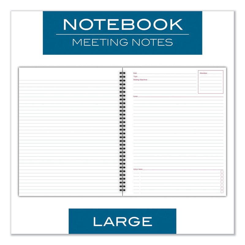 Cambridge Wirebound Guided Meeting Notes Notebook, 1 Subject, Meeting-Minutes/Notes Format, Dark Gray Cover, 11 x 8.25, 80 Sheets