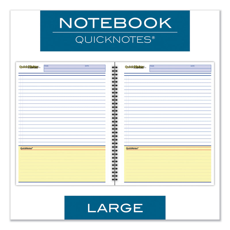 Cambridge Wirebound Guided QuickNotes Notebook, 1 Subject, List-Management Format, Dark Gray Cover, 11 x 8.5, 80 Sheets