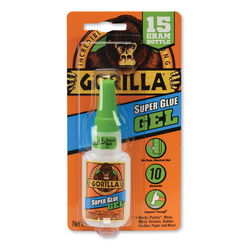 Gorilla Super Glue Gel, 0.53 oz, Dries Clear, 4/Carton