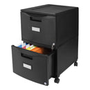 Storex Two-Drawer Mobile Filing Cabinet, 2 Legal/Letter-Size File Drawers, Black, 14.75" x 18.25" x 26"