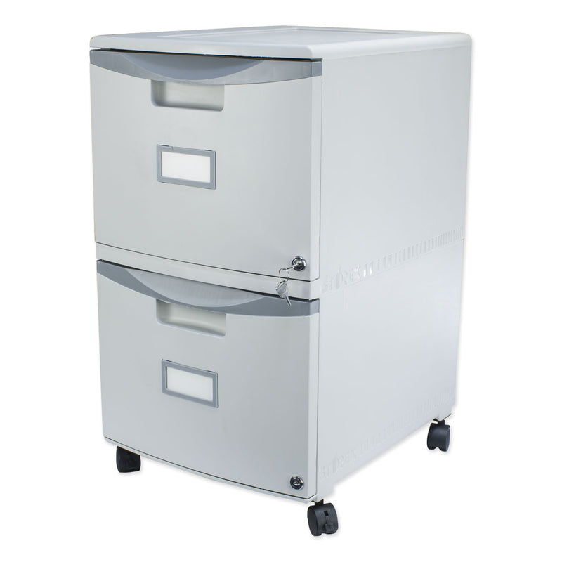 Storex Two-Drawer Mobile Filing Cabinet, 2 Legal/Letter-Size File Drawers, Gray, 14.75" x 18.25" x 26"