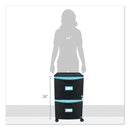 Storex Two-Drawer Mobile Filing Cabinet, 2 Legal/Letter-Size File Drawers, Black/Teal, 14.75" x 18.25" x 26"